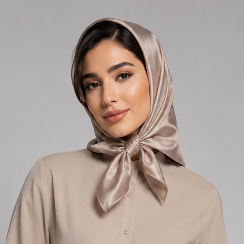 مینی اسکارف ساتن زنانه مدل S-204 با طول و عرض 70×70 سانتی‌متر